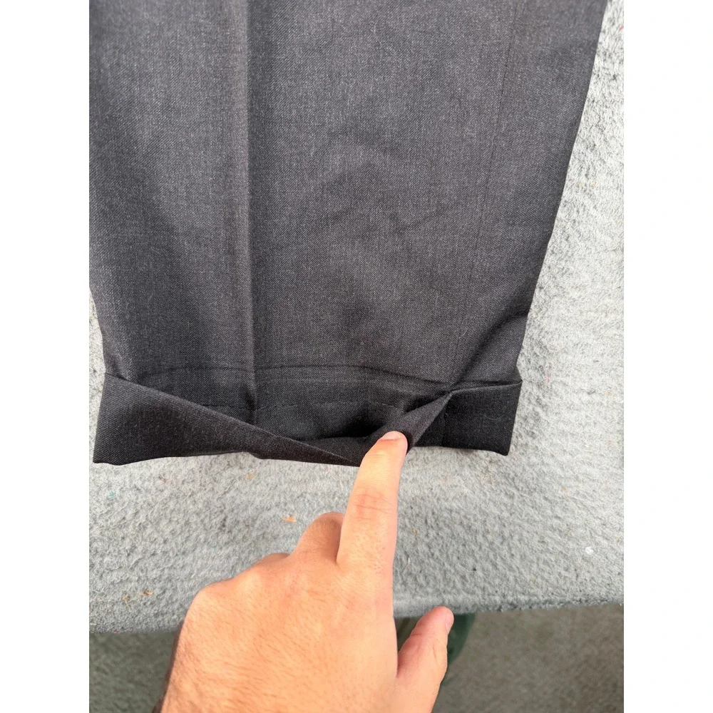 Canali Dress Pants Mens 38x28 Charcoal Gray Wool Pleated Cuffed Italy